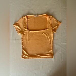 Peach Sincerely Jules Square Neck Cap Length Sleeve Top Work Casual Daytime